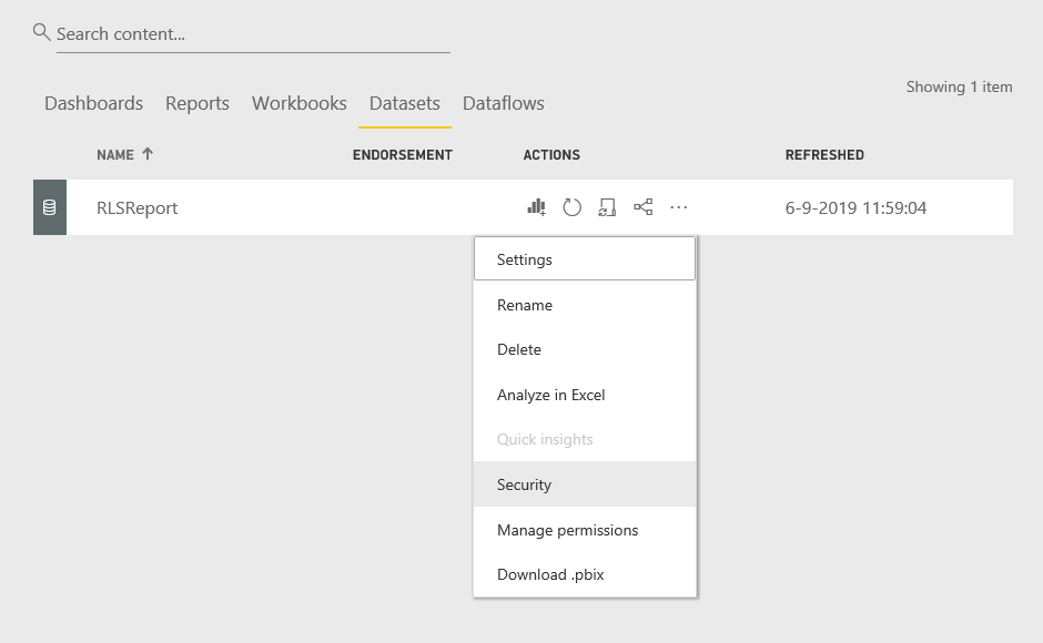 Set security in Power BI Service